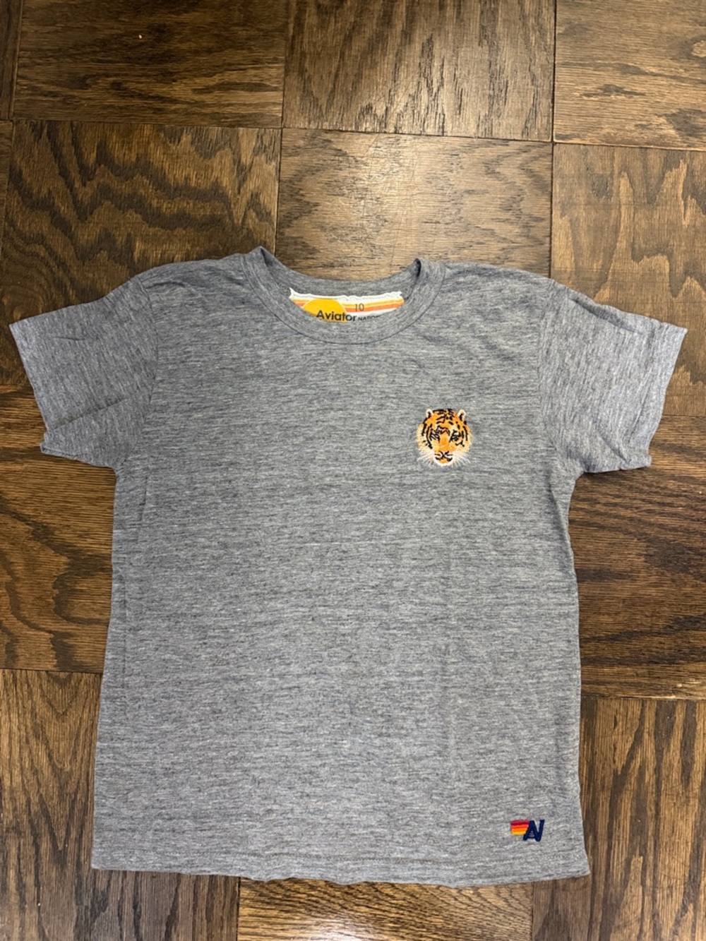 Aviator Nation Kids Gray Short Sleeve Tee with Tiger Patch
